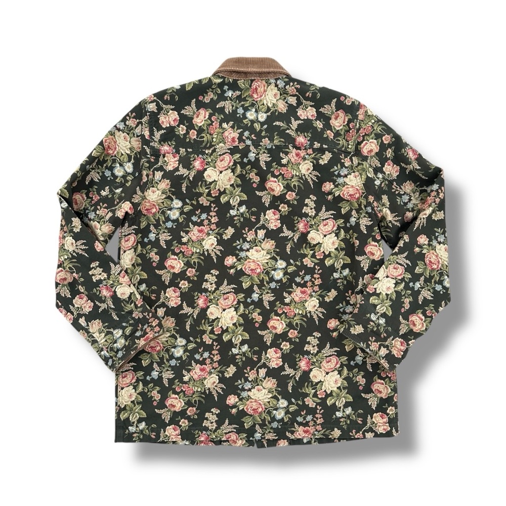 Women’s Vintage Lauren Jeans Co. Ralph Lauren Floral Canvas Chore Jacket Medium - Picture 2 of 8